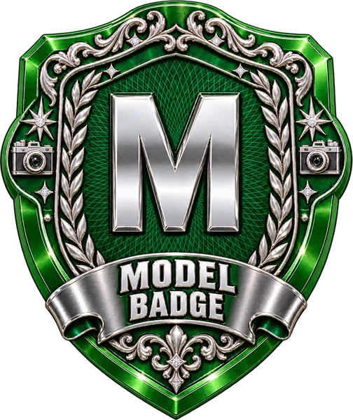 Model Badge, green M